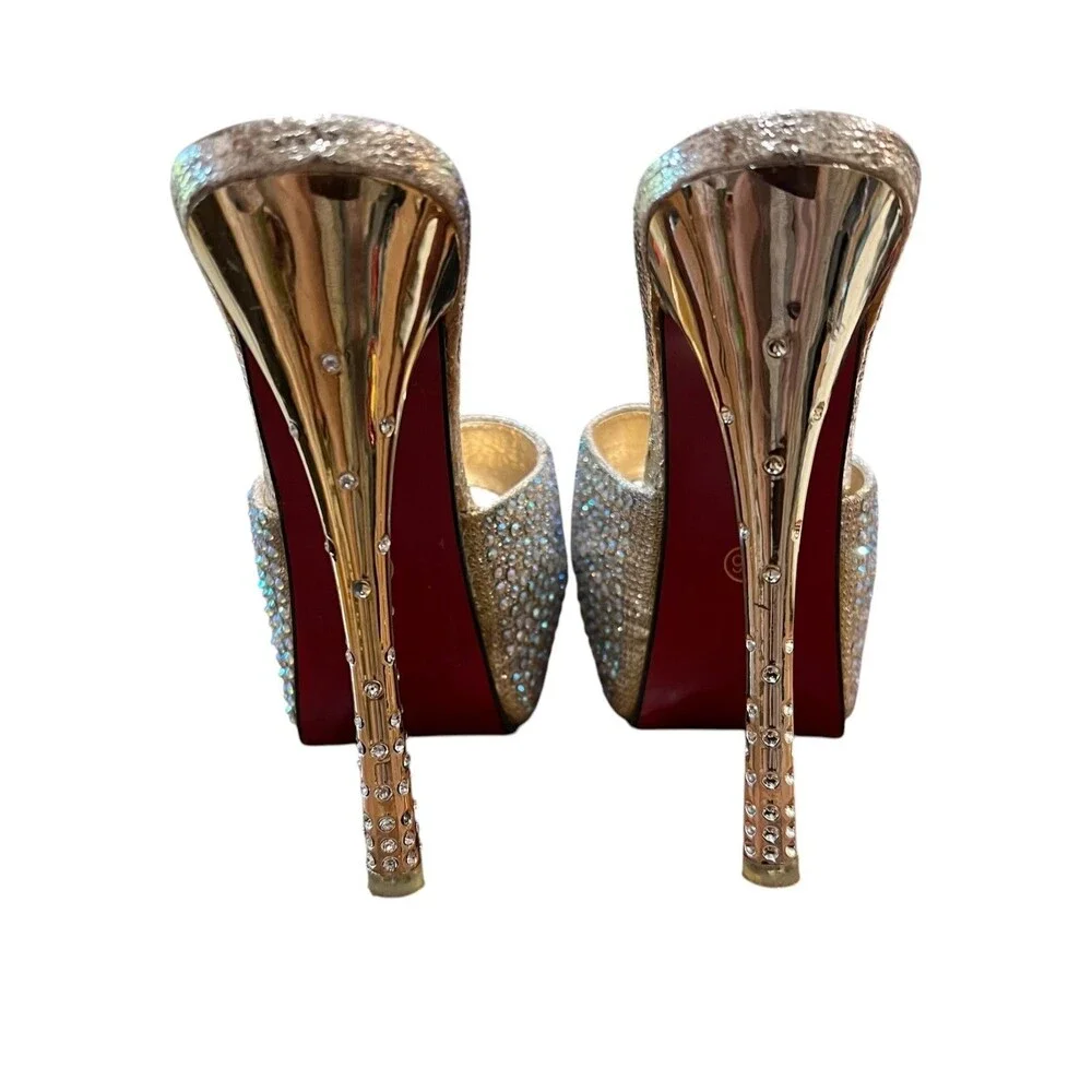 Xiao Xian Nv Pave Jeweled Gold Platform Heels  EU 36  Formal Prom Hoco Wedding